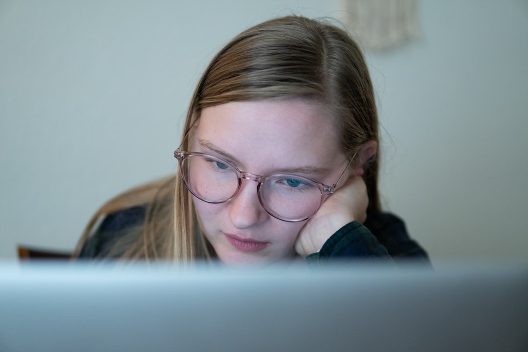 teenager stressed looking at computer screen